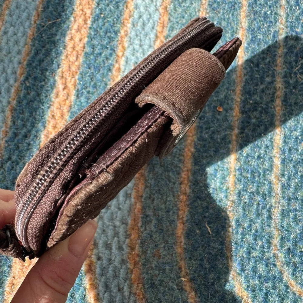 Vera Bradley Chocolate Quilted Wallet Mini Zip Espresso Brown